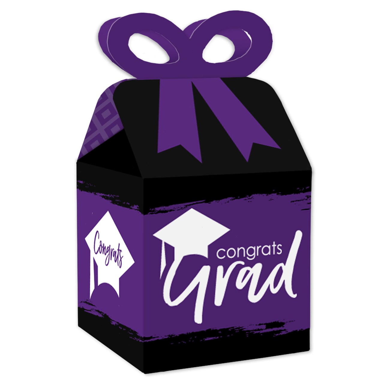 Big Dot of Happiness Purple Grad - Best is Yet to Come - Square Favor Gift Boxes - Purple Graduation Party Bow Boxes - Set of 12